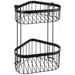 WENKO Étagère D'angle De Douche Classic Plus, 2 Paniers De Douche D'angle, Acier Antirouille, 23,5x33x18,5 Cm, Noir