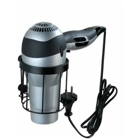 WENKO Porte Sèche-cheveux Classic Plus, Support Sèche Cheveux Mural, Acier Antirouille, 12,5x10x12,5 Cm, Noir 3 WENKO Porte Sèche-cheveux Classic Plus, Support Sèche Cheveux Mural, Acier Antirouille, 12,5x10x12,5 Cm, Noir