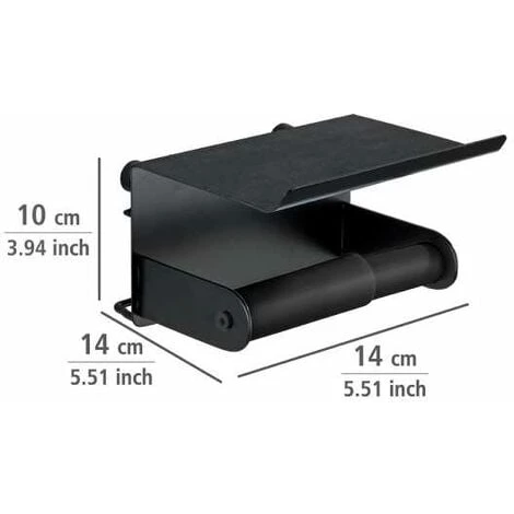 WENKO Porte Papier Toilette Mural Avec Support Smartphone Classic Plus, Support Papier Toilette Mural, Acier Antirouille, 14x10x14 Cm, Noir 7 WENKO Porte Papier Toilette Mural Avec Support Smartphone Classic Plus, Support Papier Toilette Mural, Acier Antirouille, 14x10x14 Cm, Noir – Image 5