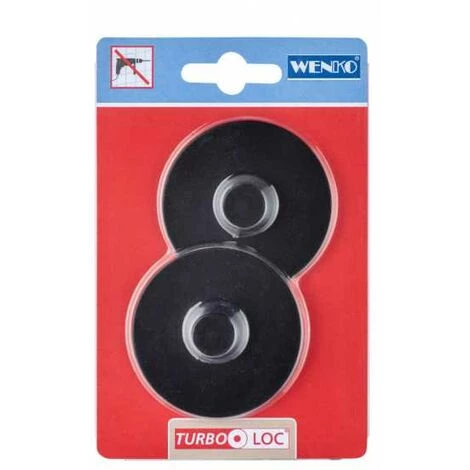 WENKO Adaptateur Turbo-Loc Pour Série Classic Plus, Lot De 2, Fixation Sans Perçage - Pastilles Adhésives, Fixation Extrêmement Forte Sur Toutes Les Surfaces Lisses, Plastique, Ø 6,3x1,4 Cm, Noir 5 WENKO Adaptateur Turbo-Loc Pour Série Classic Plus, Lot De 2, Fixation Sans Perçage - Pastilles Adhésives, Fixation Extrêmement Forte Sur Toutes Les Surfaces Lisses, Plastique, Ø 6,3x1,4 Cm, Noir – Image 3