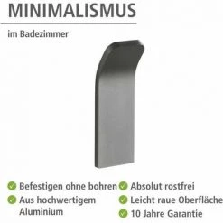 WENKO Crochet Mural Porte Serviette Uno Montella, Crochet Mural Porte Manteaux, Aluminium, 3x8,8x2,1 Cm, Anthracite 9 WENKO Crochet Mural Porte Serviette Uno Montella, Crochet Mural Porte Manteaux, Aluminium, 3x8,8x2,1 Cm, Anthracite -WENKO Soldes 16527580 3