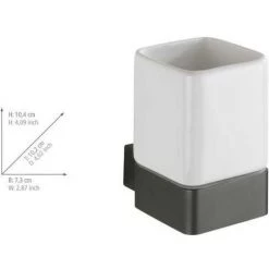 WENKO Porte Brosse à Dent Mural Montella, Gobelet Salle De Bain Mural, Aluminium - Céramique, 7,3x10,4x10,2 Cm, Anthracite - Blanc -WENKO Soldes 16527581 5