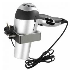 WENKO Porte Sèche Cheveux Montella, Support Sèche Cheveux Mural, Aluminium, 12x3x12 Cm, Anthracite