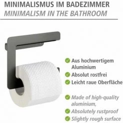 WENKO Dérouleur Papier Toilette Mural Montella, Porte Papier Toilette Mural, Aluminium, 17x14x5,5 Cm, Anthracite 8 WENKO Dérouleur Papier Toilette Mural Montella, Porte Papier Toilette Mural, Aluminium, 17x14x5,5 Cm, Anthracite -WENKO Soldes 16527585 2