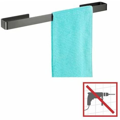 WENKO Porte Serviettes Salle De Bain Mural Montella, Barre Porte Serviette Salle De Bain Murale, Aluminium, 61x4x6 Cm, Anthracite 4 WENKO Porte Serviettes Salle De Bain Mural Montella, Barre Porte Serviette Salle De Bain Murale, Aluminium, 61x4x6 Cm, Anthracite – Image 2