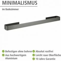WENKO Porte Serviettes Salle De Bain Mural Montella, Barre Porte Serviette Salle De Bain Murale, Aluminium, 61x4x6 Cm, Anthracite 9 WENKO Porte Serviettes Salle De Bain Mural Montella, Barre Porte Serviette Salle De Bain Murale, Aluminium, 61x4x6 Cm, Anthracite -WENKO Soldes 16527586 3