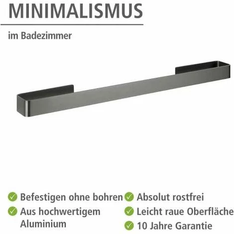 WENKO Porte Serviettes Salle De Bain Mural Montella, Barre Porte Serviette Salle De Bain Murale, Aluminium, 61x4x6 Cm, Anthracite 5 WENKO Porte Serviettes Salle De Bain Mural Montella, Barre Porte Serviette Salle De Bain Murale, Aluminium, 61x4x6 Cm, Anthracite – Image 3
