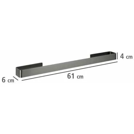 WENKO Porte Serviettes Salle De Bain Mural Montella, Barre Porte Serviette Salle De Bain Murale, Aluminium, 61x4x6 Cm, Anthracite 6 WENKO Porte Serviettes Salle De Bain Mural Montella, Barre Porte Serviette Salle De Bain Murale, Aluminium, 61x4x6 Cm, Anthracite – Image 4
