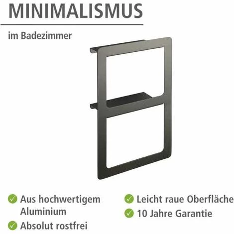 WENKO Porte Serviettes Salle De Bain Mural Duo Montella, Anneau Porte Serviette Salle De Bain Mural, Aluminium, 27x44x12 Cm, Anthracite 5 WENKO Porte Serviettes Salle De Bain Mural Duo Montella, Anneau Porte Serviette Salle De Bain Mural, Aluminium, 27x44x12 Cm, Anthracite – Image 3