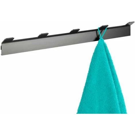 WENKO Patère Murale Montella, Patère Crochets Mural Salle De Bain, Crochet Porte Serviette, Aluminium, 49x5,8x3,3 Cm, Anthracite 4 WENKO Patère Murale Montella, Patère Crochets Mural Salle De Bain, Crochet Porte Serviette, Aluminium, 49x5,8x3,3 Cm, Anthracite – Image 2