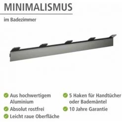 WENKO Patère Murale Montella, Patère Crochets Mural Salle De Bain, Crochet Porte Serviette, Aluminium, 49x5,8x3,3 Cm, Anthracite 9 WENKO Patère Murale Montella, Patère Crochets Mural Salle De Bain, Crochet Porte Serviette, Aluminium, 49x5,8x3,3 Cm, Anthracite -WENKO Soldes 16527589 3