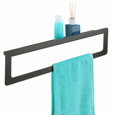 WENKO Porte Serviettes Salle De Bain Mural Avec étagère Salle De Bain Murale Montella, Aluminium, 61x16x8 Cm, Anthracite 4 WENKO Porte Serviettes Salle De Bain Mural Avec étagère Salle De Bain Murale Montella, Aluminium, 61x16x8 Cm, Anthracite – Image 2