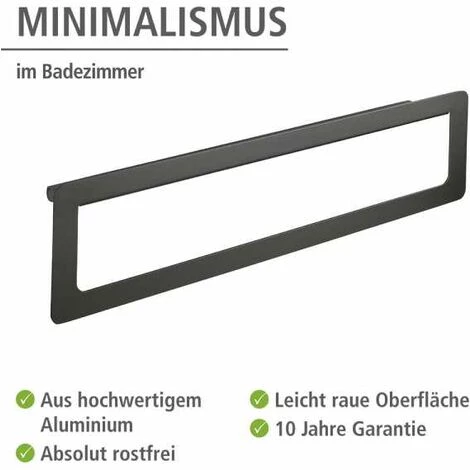 WENKO Porte Serviettes Salle De Bain Mural Avec étagère Salle De Bain Murale Montella, Aluminium, 61x16x8 Cm, Anthracite 5 WENKO Porte Serviettes Salle De Bain Mural Avec étagère Salle De Bain Murale Montella, Aluminium, 61x16x8 Cm, Anthracite – Image 3