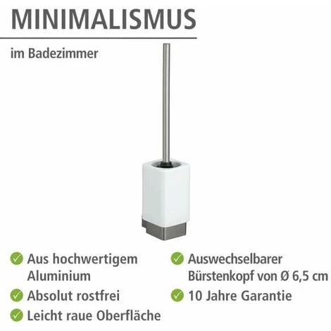 WENKO Brosse WC Murale Montella, Brosse WC Suspendue, Brosse WC Noire, Aluminium - Céramique, 7,3x40x10,3 Cm, Anthracite - Blanc 4 WENKO Brosse WC Murale Montella, Brosse WC Suspendue, Brosse WC Noire, Aluminium - Céramique, 7,3x40x10,3 Cm, Anthracite - Blanc – Image 2