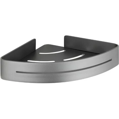 WENKO Etagère D'angle De Douche Murale Montella, Panier D'angle De Douche Mural, Aluminium, 22x30x5 Cm, Anthracite 3 WENKO Etagère D'angle De Douche Murale Montella, Panier D'angle De Douche Mural, Aluminium, 22x30x5 Cm, Anthracite