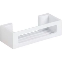 WENKO Etagère De Douche Murale Sans Perçage Bralia, Panier De Douche Fixation Sans Perçage Power-Loc®, Plastique, 30x8,5x12 Cm, Blanc