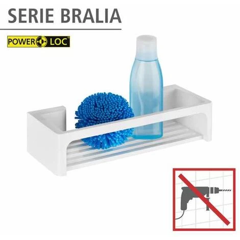 WENKO Etagère De Douche Murale Sans Perçage Bralia, Panier De Douche Fixation Sans Perçage Power-Loc®, Plastique, 30x8,5x12 Cm, Blanc 4 WENKO Etagère De Douche Murale Sans Perçage Bralia, Panier De Douche Fixation Sans Perçage Power-Loc®, Plastique, 30x8,5x12 Cm, Blanc – Image 2
