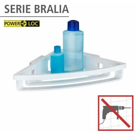 WENKO Etagère D'angle De Douche Murale Bralia, Panier D'angle De Douche Fixation Sans Perçage Power-Loc®, Plastique, 34,5x8,5x19,5 Cm, Blanc 4 WENKO Etagère D'angle De Douche Murale Bralia, Panier D'angle De Douche Fixation Sans Perçage Power-Loc®, Plastique, 34,5x8,5x19,5 Cm, Blanc – Image 2