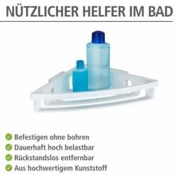 WENKO Etagère D'angle De Douche Murale Bralia, Panier D'angle De Douche Fixation Sans Perçage Power-Loc®, Plastique, 34,5x8,5x19,5 Cm, Blanc 9 WENKO Etagère D'angle De Douche Murale Bralia, Panier D'angle De Douche Fixation Sans Perçage Power-Loc®, Plastique, 34,5x8,5x19,5 Cm, Blanc -WENKO Soldes 16527597 3