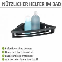 WENKO Etagère D'angle De Douche Murale Bralia, Panier D'angle De Douche Fixation Sans Perçage Power-Loc®, Plastique, 34,5x8,5x19,5 Cm, Noir 7 WENKO Etagère D'angle De Douche Murale Bralia, Panier D'angle De Douche Fixation Sans Perçage Power-Loc®, Plastique, 34,5x8,5x19,5 Cm, Noir -WENKO Soldes 16527598 3