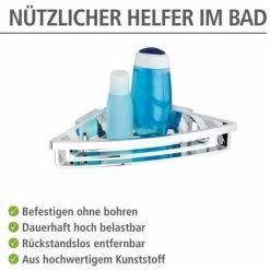 WENKO Etagère D'angle De Douche Murale Bralia, Panier D'angle De Douche Fixation Sans Perçage Power-Loc®, Plastique, 34,5x8,5x19,5 Cm, Chromé 9 WENKO Etagère D'angle De Douche Murale Bralia, Panier D'angle De Douche Fixation Sans Perçage Power-Loc®, Plastique, 34,5x8,5x19,5 Cm, Chromé -WENKO Soldes 16527600 3
