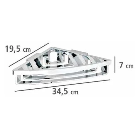 WENKO Etagère D'angle De Douche Murale Bralia, Panier D'angle De Douche Fixation Sans Perçage Power-Loc®, Plastique, 34,5x8,5x19,5 Cm, Chromé 6 WENKO Etagère D'angle De Douche Murale Bralia, Panier D'angle De Douche Fixation Sans Perçage Power-Loc®, Plastique, 34,5x8,5x19,5 Cm, Chromé – Image 4