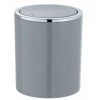 WENKO Mini Poubelle Salle De Bain Inca, Poubelle à Couvercle Basculant, Capacité 2L, Plastique Haut De Gamme, Ø 14 X 16,8 Cm, Gris