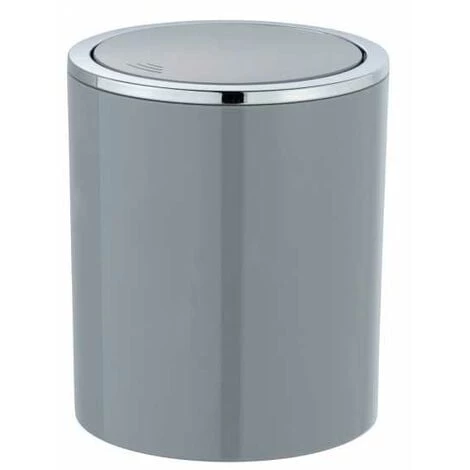 WENKO Mini Poubelle Salle De Bain Inca, Poubelle à Couvercle Basculant, Capacité 2L, Plastique Haut De Gamme, Ø 14 X 16,8 Cm, Gris 3 WENKO Mini Poubelle Salle De Bain Inca, Poubelle à Couvercle Basculant, Capacité 2L, Plastique Haut De Gamme, Ø 14 X 16,8 Cm, Gris