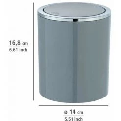 WENKO Mini Poubelle Salle De Bain Inca, Poubelle à Couvercle Basculant, Capacité 2L, Plastique Haut De Gamme, Ø 14 X 16,8 Cm, Gris 10 WENKO Mini Poubelle Salle De Bain Inca, Poubelle à Couvercle Basculant, Capacité 2L, Plastique Haut De Gamme, Ø 14 X 16,8 Cm, Gris -WENKO Soldes 16527607 4