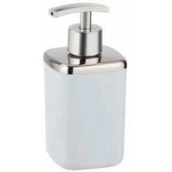 WENKO Distributeur Savon Liquide Barcelona, Capacité 370 Ml, Plastique Incassable Sans BPA, 7x16x7 Cm, Blanc
