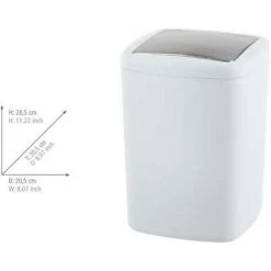 WENKO Petite Poubelle Salle De Bain Barcelona, Poubelle à Couvercle Basculant, Capacité 8.5L, Plastique Incassable Sans BPA, 20,5x28,5x20,5 Cm, Blanc 8 WENKO Petite Poubelle Salle De Bain Barcelona, Poubelle à Couvercle Basculant, Capacité 8.5L, Plastique Incassable Sans BPA, 20,5x28,5x20,5 Cm, Blanc -WENKO Soldes 16527617 3