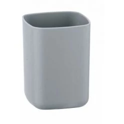 WENKO Gobelet Salle De Bain Barcelona, Porte Brosse à Dent, Plastique Incassable Sans BPA, 7x10x7 Cm, Gris