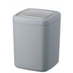 WENKO Mini Poubelle Salle De Bain Barcelona, Poubelle à Couvercle Basculant, Capacité 3L, Plastique Incassable Sans BPA, 15x20x15 Cm, Gris
