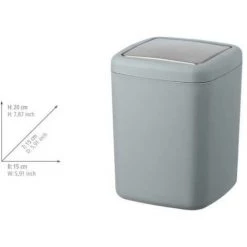 WENKO Mini Poubelle Salle De Bain Barcelona, Poubelle à Couvercle Basculant, Capacité 3L, Plastique Incassable Sans BPA, 15x20x15 Cm, Gris 8 WENKO Mini Poubelle Salle De Bain Barcelona, Poubelle à Couvercle Basculant, Capacité 3L, Plastique Incassable Sans BPA, 15x20x15 Cm, Gris -WENKO Soldes 16527622 3