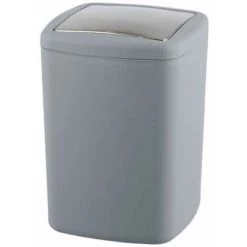 WENKO Petite Poubelle Salle De Bain Barcelona, Poubelle à Couvercle Basculant, Capacité 8.5L, Plastique Incassable Sans BPA, 20,5x28,5x20,5 Cm, Gris