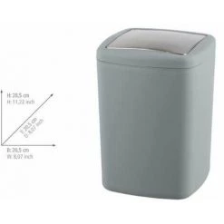 WENKO Petite Poubelle Salle De Bain Barcelona, Poubelle à Couvercle Basculant, Capacité 8.5L, Plastique Incassable Sans BPA, 20,5x28,5x20,5 Cm, Gris -WENKO Soldes 16527623 3