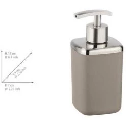 WENKO Distributeur Savon Liquide Barcelona, Capacité 370 Ml, Plastique Incassable Sans BPA, 7x16x7 Cm, Taupe -WENKO Soldes 16527627 4