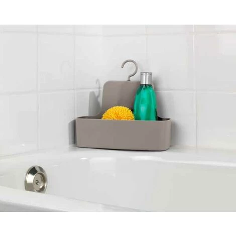 WENKO Panier De Douche à Suspendre Barcelona, Etagère De Douche à Suspendre, Plastique Sans BPA, 26x24x9 Cm, Taupe 7 WENKO Panier De Douche à Suspendre Barcelona, Etagère De Douche à Suspendre, Plastique Sans BPA, 26x24x9 Cm, Taupe – Image 5