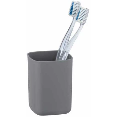 WENKO Gobelet Salle De Bain Barcelona, Porte Brosse à Dent, Plastique Incassable Sans BPA, 7x10x7 Cm, Anthracite 5 WENKO Gobelet Salle De Bain Barcelona, Porte Brosse à Dent, Plastique Incassable Sans BPA, 7x10x7 Cm, Anthracite – Image 3