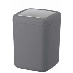 WENKO Mini Poubelle Salle De Bain Barcelona, Poubelle à Couvercle Basculant, Capacité 3L, Plastique Incassable Sans BPA, 15x20x15 Cm, Anthracite