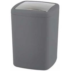 WENKO Petite Poubelle Salle De Bain Barcelona, Poubelle à Couvercle Basculant, Capacité 8.5L, Plastique Incassable Sans BPA, 20,5x28,5x20,5 Cm, Anthracite