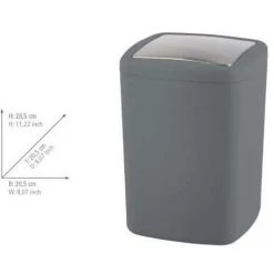 WENKO Petite Poubelle Salle De Bain Barcelona, Poubelle à Couvercle Basculant, Capacité 8.5L, Plastique Incassable Sans BPA, 20,5x28,5x20,5 Cm, Anthracite -WENKO Soldes 16527637 3