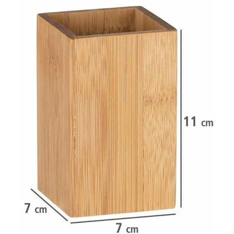 WENKO Porte Brosse à Dent Bois Padua, Gobelet Brosse à Dent Bois, Bambou, 7x11x7 Cm, Marron 5 WENKO Porte Brosse à Dent Bois Padua, Gobelet Brosse à Dent Bois, Bambou, 7x11x7 Cm, Marron – Image 3