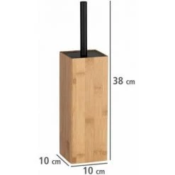 WENKO Porte Brosse WC Bois Padua, Design Fermé, Brosse WC Noire, Bambou - Métal, 10x38x10 Cm, Noir - Marron -WENKO Soldes 16527641 3