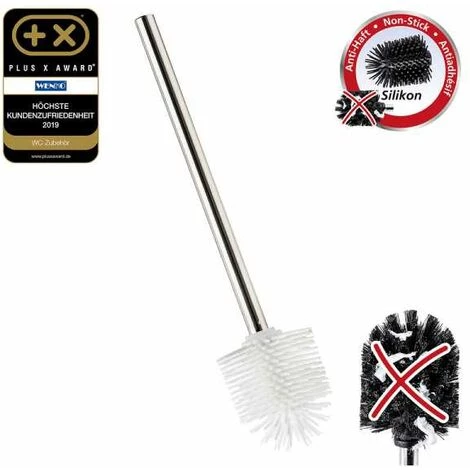 WENKO Brosse WC De Rechange Silicone Avec Manche Acier Inox, Brosse WC Silicone Blanc, Acier Inox - Silicone, Ø 7,5x35 Cm, Chromé - Blanc 4 WENKO Brosse WC De Rechange Silicone Avec Manche Acier Inox, Brosse WC Silicone Blanc, Acier Inox - Silicone, Ø 7,5x35 Cm, Chromé - Blanc – Image 2