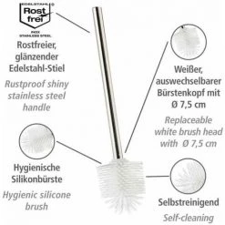 WENKO Brosse WC De Rechange Silicone Avec Manche Acier Inox, Brosse WC Silicone Blanc, Acier Inox - Silicone, Ø 7,5x35 Cm, Chromé - Blanc 9 WENKO Brosse WC De Rechange Silicone Avec Manche Acier Inox, Brosse WC Silicone Blanc, Acier Inox - Silicone, Ø 7,5x35 Cm, Chromé - Blanc -WENKO Soldes 16527643 3