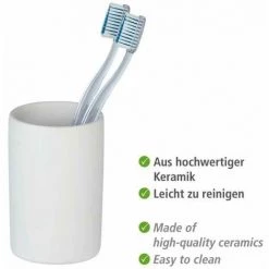 WENKO Porte Brosse à Dent Céramique Polaris, Gobelet Salle De Bain, Céramique, Ø 7x11 Cm, Blanc Mat 8 WENKO Porte Brosse à Dent Céramique Polaris, Gobelet Salle De Bain, Céramique, Ø 7x11 Cm, Blanc Mat -WENKO Soldes 16527644 2
