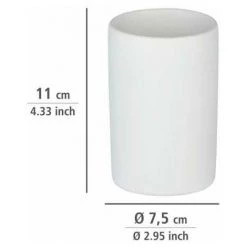WENKO Porte Brosse à Dent Céramique Polaris, Gobelet Salle De Bain, Céramique, Ø 7x11 Cm, Blanc Mat 10 WENKO Porte Brosse à Dent Céramique Polaris, Gobelet Salle De Bain, Céramique, Ø 7x11 Cm, Blanc Mat -WENKO Soldes 16527644 4