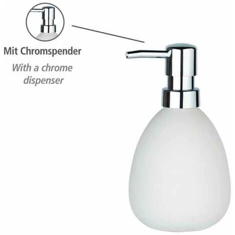 WENKO Distributeur Savon Liquide Céramique Polaris, Capacité 390 Ml, Céramique, 9,5x16x9 Cm, Blanc Mat 4 WENKO Distributeur Savon Liquide Céramique Polaris, Capacité 390 Ml, Céramique, 9,5x16x9 Cm, Blanc Mat – Image 2