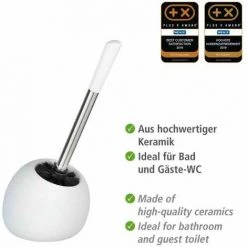 WENKO Porte Brosse WC Céramique Polaris, Brosse WC Noire, Céramique, 5x36x14,5 Cm, Blanc Mat 9 WENKO Porte Brosse WC Céramique Polaris, Brosse WC Noire, Céramique, 5x36x14,5 Cm, Blanc Mat -WENKO Soldes 16527646 3